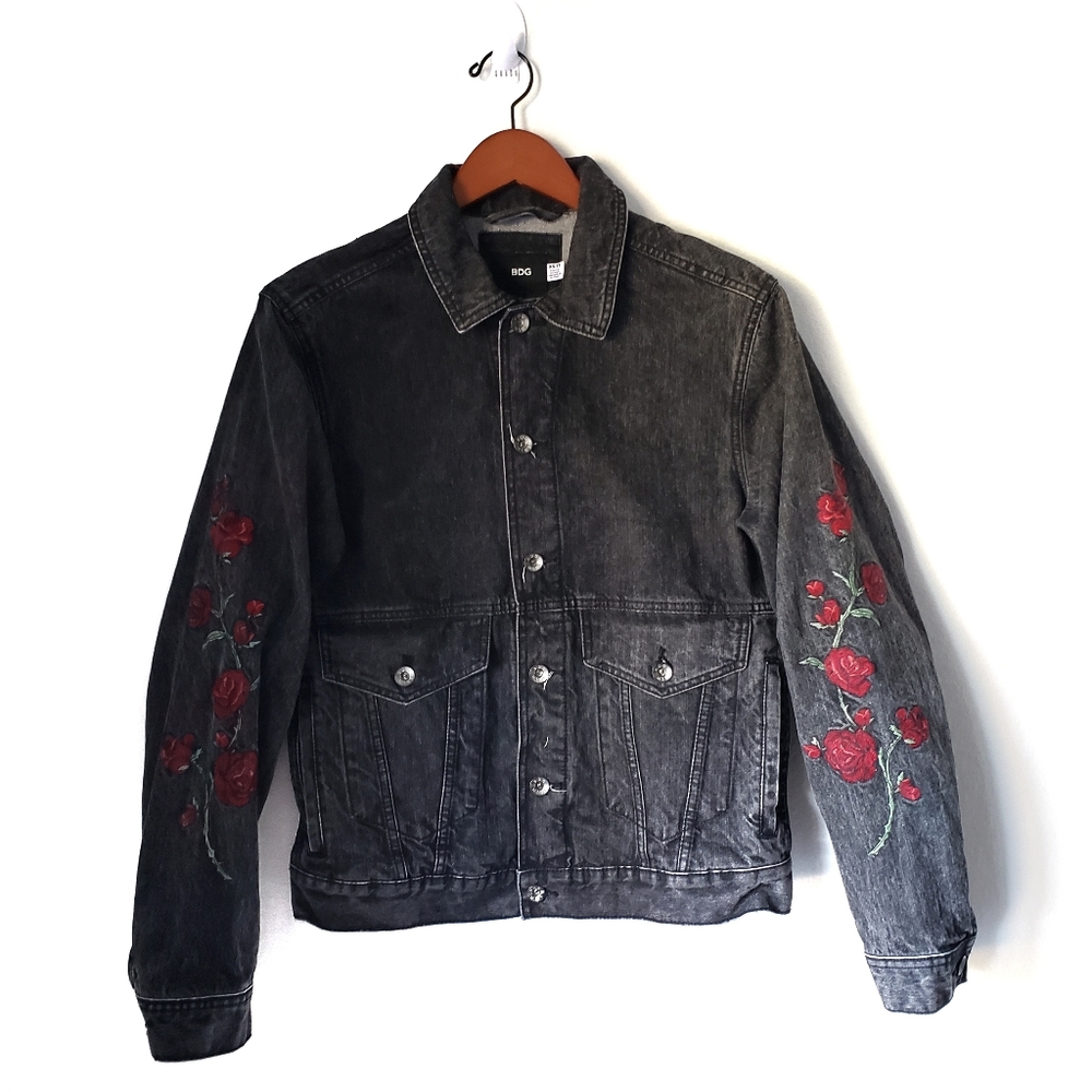 Urban Outfitters BDG Embroidered Black Jean Jacket - Picture 3 of 8
